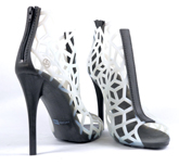Multi-material shoes with intricate lattices and curves, 3D printed in a single build using the Objet500 Connex3 Color Multi-material 3D Production System