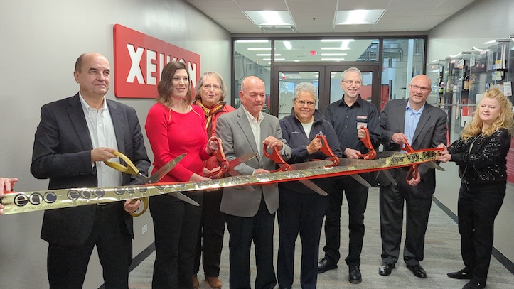  left to right:   Benoit Chatelard, Xeikon CEO;  Danielle Voght, Xeikon Service Operations Manager;  Carol Gieske President & CEO Elgin Area Chamber of Commerce;  David Kaptain, Elgin Mayor;  Rosamaria Martinez, Elgin Councilwoman;  James Quan, Xeikon Customer Innovation Center Manager;  Patrick McCarthy, VP, Xeikon Global Customer Operations;  Amy Klinger, Xeikon Elgin Office Administrator