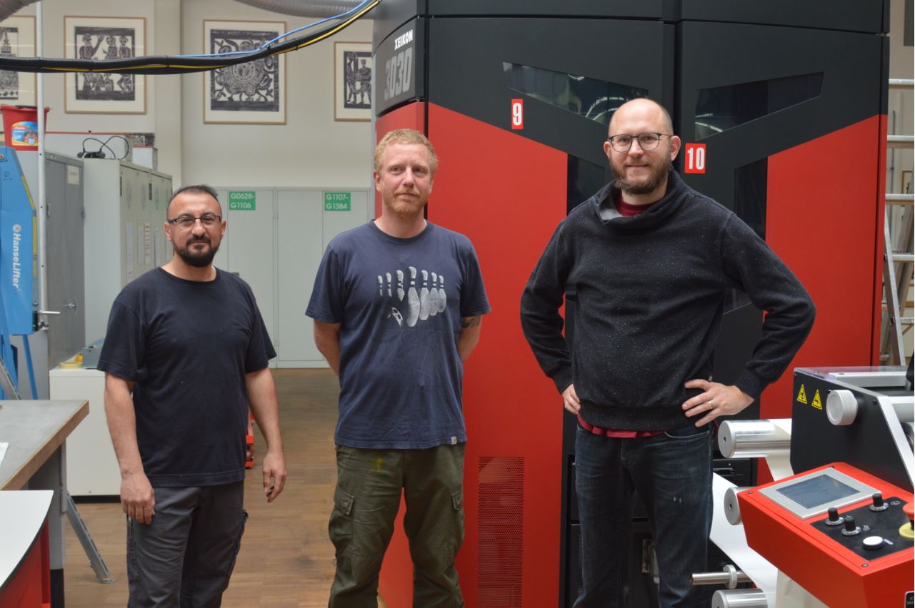 Xeikon Sakir Oztas and Helmut Langer label printers Jens Hermann managing director owner of Labelwerk small